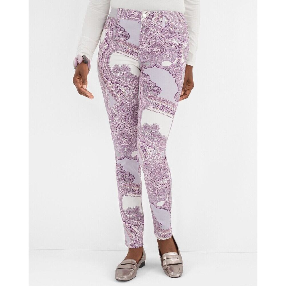 Chico's Size 00 US 2 XS Tapestry Print Stretch Jeggings Pants Mid Rise Waist NEW